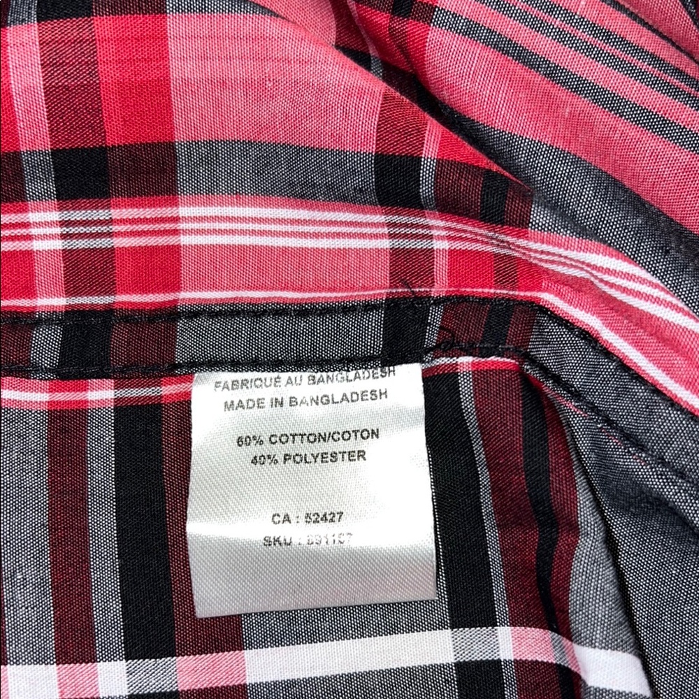 NWOT - RIVIT61 Red and Gray Casual Button Down Shirt with Plaid Design - Picture 7 of 7
